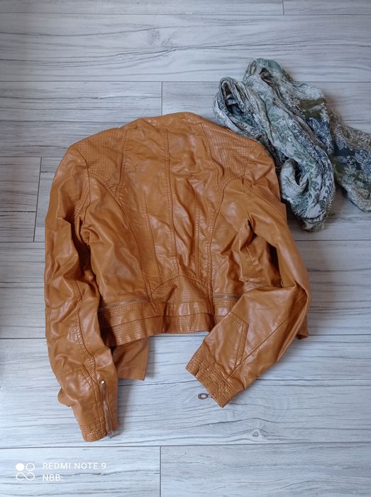 Musztardowa ramoneska rozm S/M gratis apaszka,szalik.