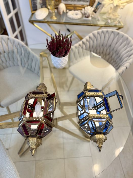 Lâmpadas de Parede Persas , latão dourado e cristal , azul e vermelha!