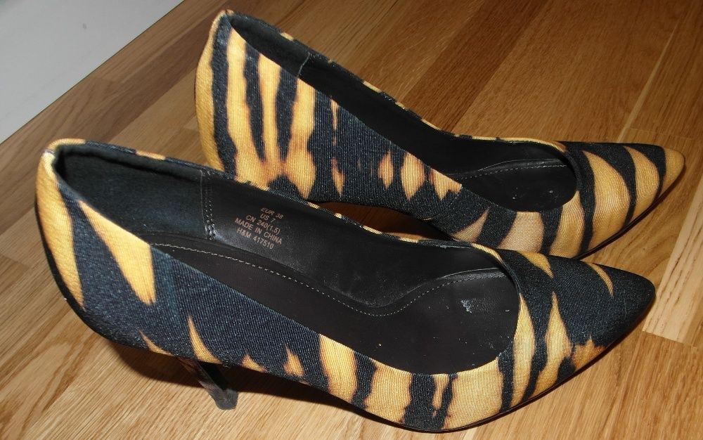 H&M czółenka szpilki panterka r.38