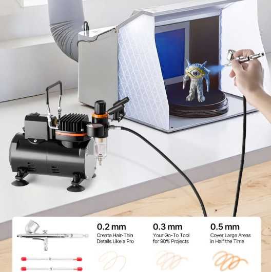 Aerograf + kompresor tc-80 3x pistolet 24 farby zestaw diy
