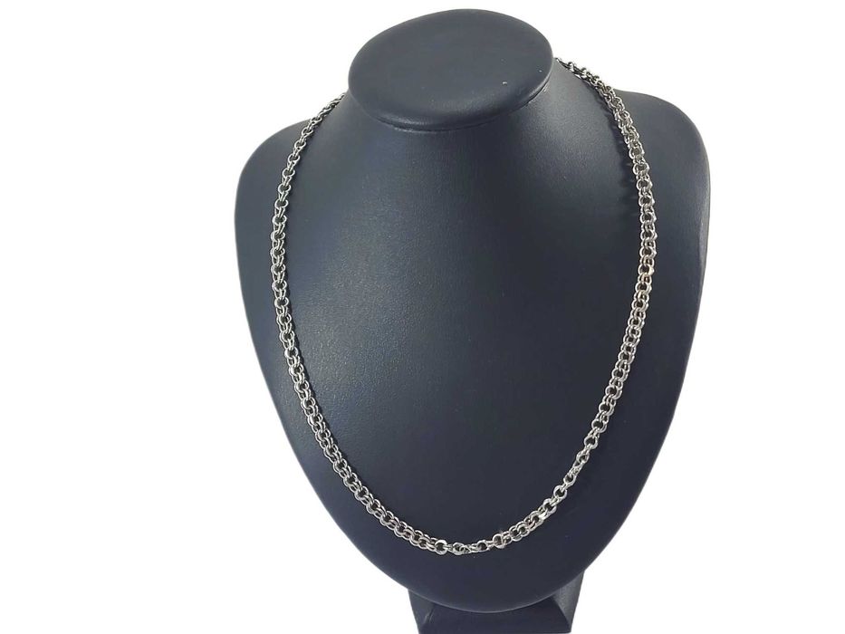 Elegancki srebrny łańcuszek damski 925 splot garibaldi długość 45,5 cm