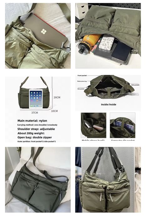 Сумка унисекс хаки, черная в стиле харадзюку 2 вида