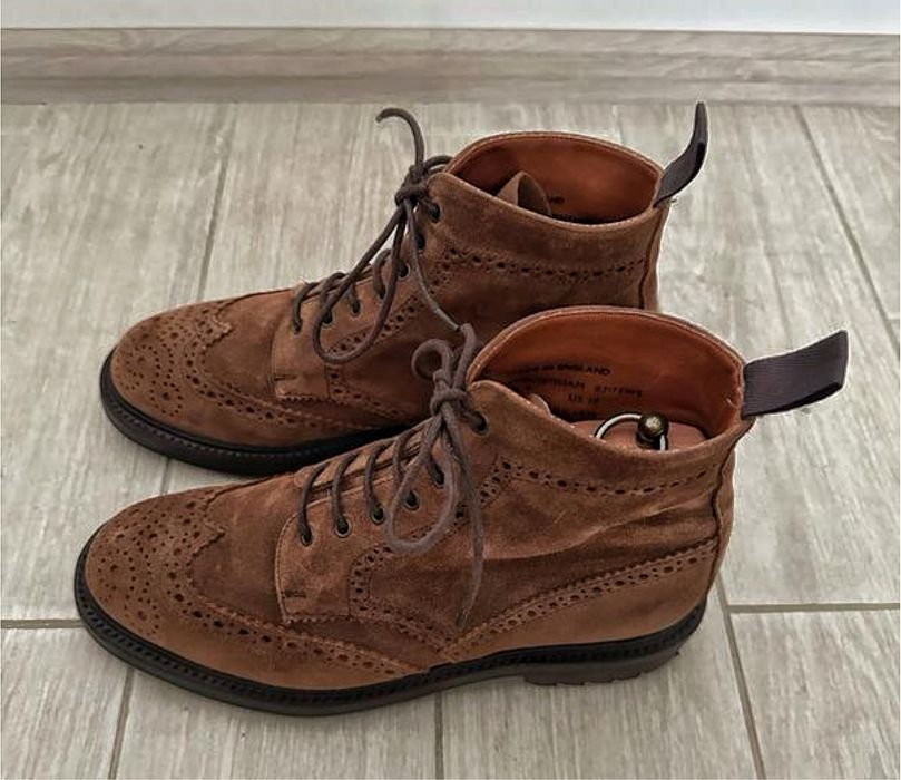 Чоловічі коричневі замшеві черевики броги Sanders Cheltenham 9 UK