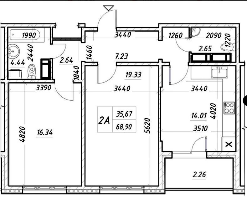 2-кімнатна квартира за адресою Балтійський пр. (площа 69 м²) - Atlanta.ua - фото 4