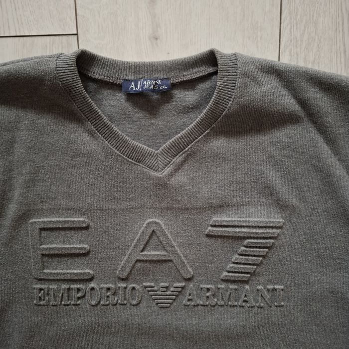 Sweter EA7 Emporio Armani XXL Swetr bluza oversized Męska Szara long