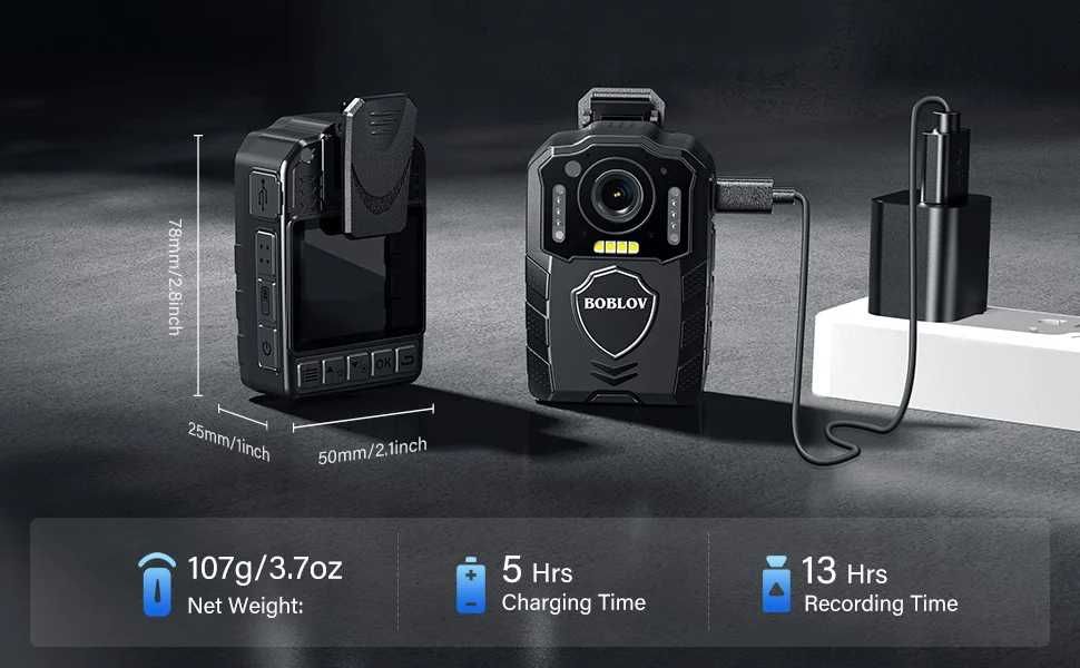 BOBLOV KJ25 Екшн-камера 3000 мАч, 13 годин запису Bodycam Нічна