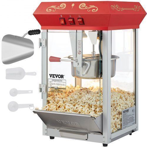 Maszyna do popcornu vevor 850w na blat z hartowanym szkłem 48