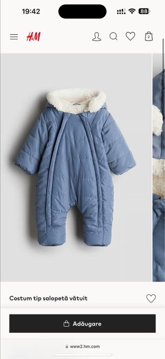 Зимовий комбінезон H&M 68 розмір 4-6 місяців