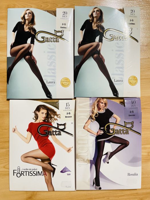 4 x rajstopy Gatta, rozmiar 2, Laura 20 den, Fortissima 15 den i 40 de