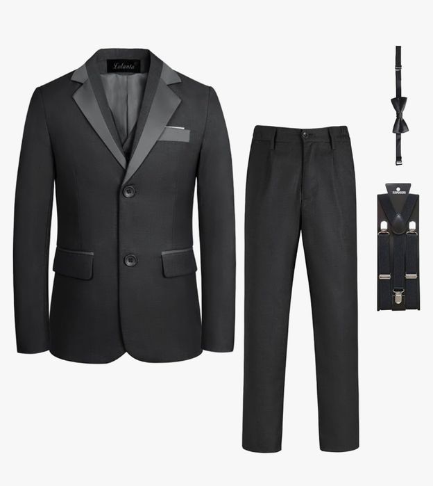 LOLANTA 5-częściowy smoking dla chłopców Czarny garnitur dla chłopców,