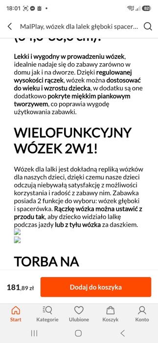 MayPlay wózek dla lalek mega okazja