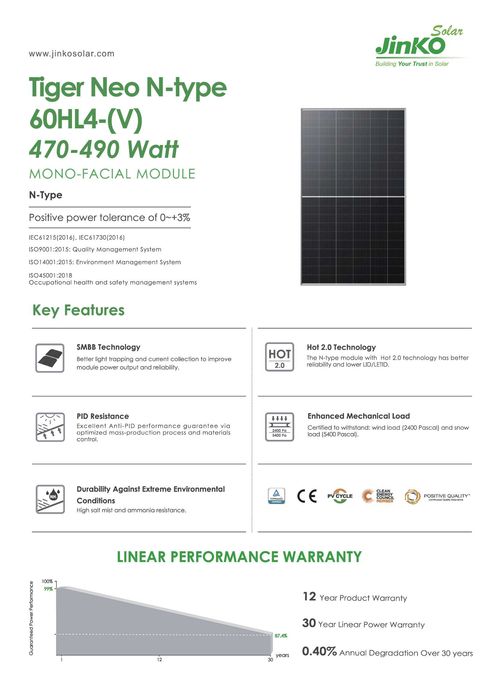 Panele fotowoltaiczne Jinko Solar 490W czarna rama