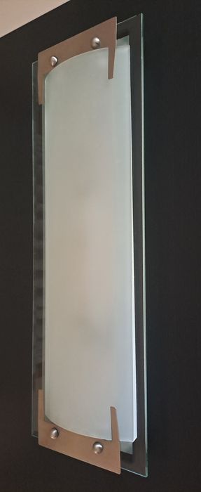Candeeiro de teto em vidro e inox