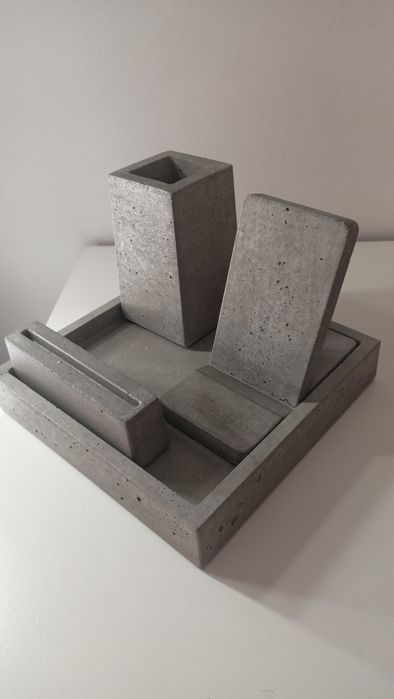 Organizer BETONOWY na biurko, podstawka pod telefon,wizytownik