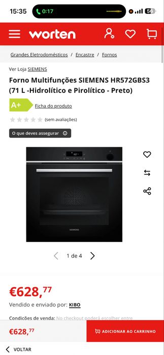Forno Multifunções SIEMENS HR572GBS3 (71 L -Hidrolítico e Pirolítico - Preto)