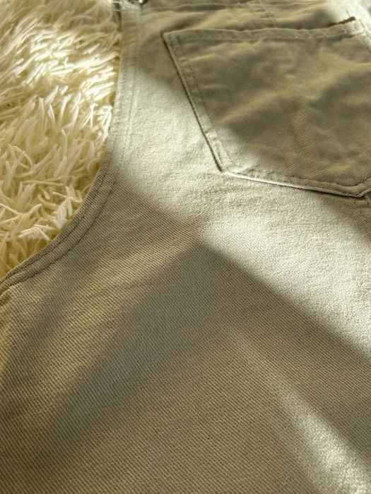 Джинсовий сарафан оливкового кольору з необробленим краєм (S)