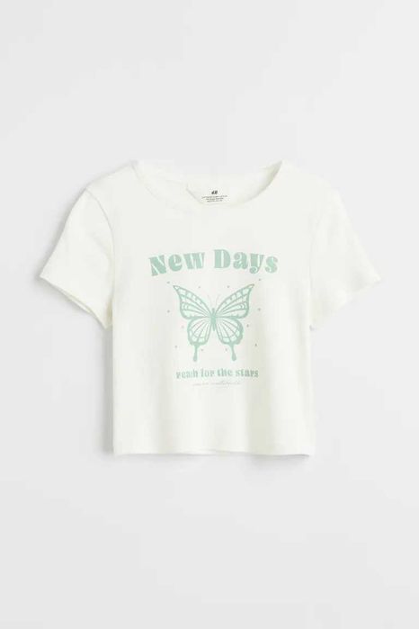 Короткий топ НМ, футболка из хлопкового трикотажа 134/140 рост