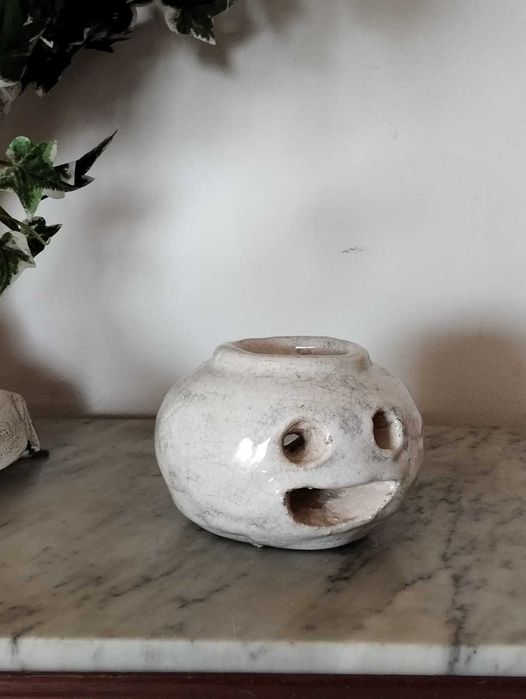 Luminária Porta Vela em Cerâmica Artesanal