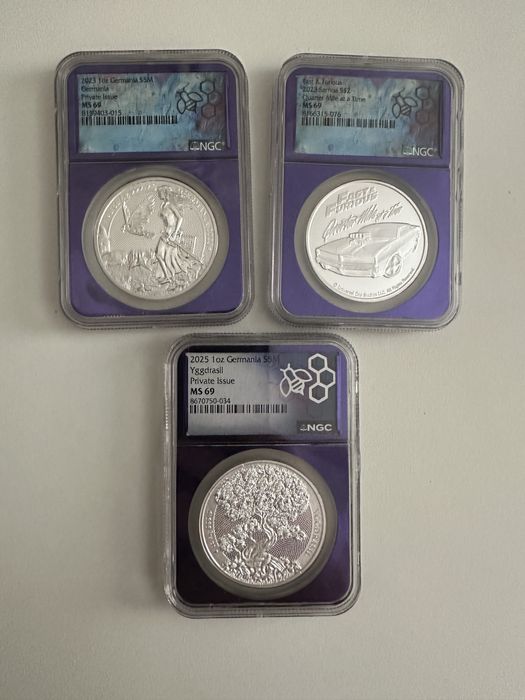 Монета Germania mint серебро MS69 от NGC