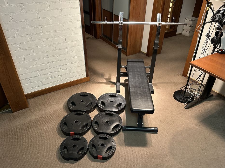 Ława do wyciskania na klate, zestaw z ciężarami domowa siłownia