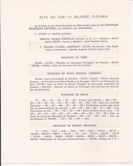 Catalogo da VII Exposição Filatélica - Coimbra 1969