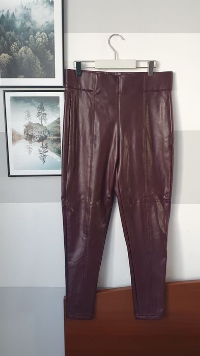 Leginsy damskie ekoskóra Marks&Spencer burgundowe rozm. L