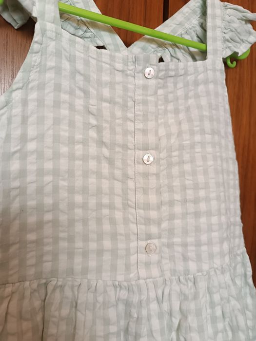 Vestido xadrez verde e branco