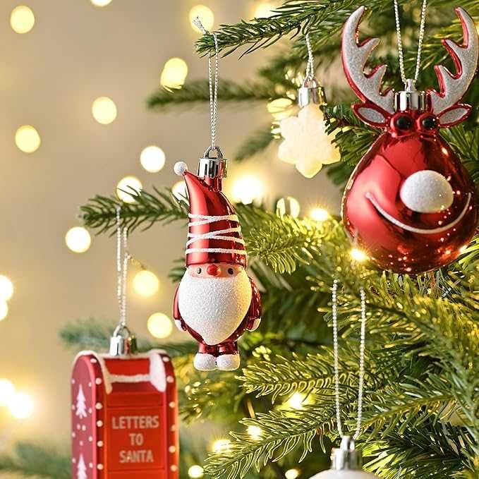 Conjunto de 100 Peças de Natal Vermelhas e Brancas