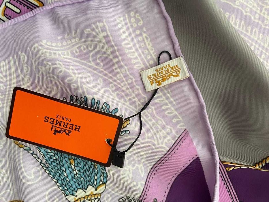 Хустка весняна в стилі Hermes Шовк 90/90см Пурпурна