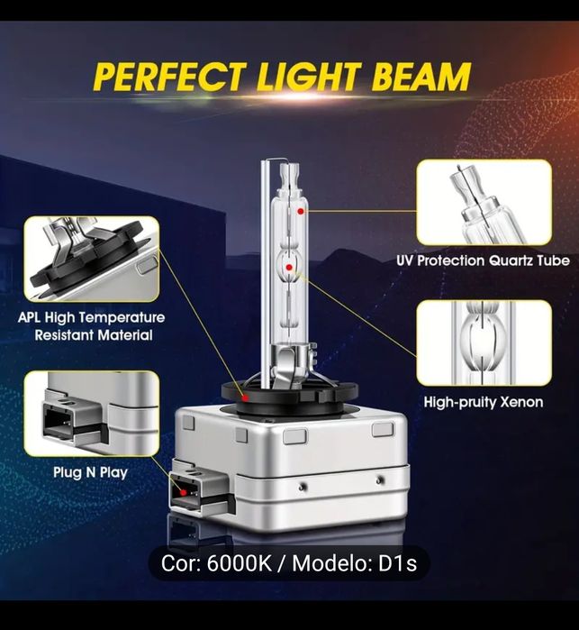 D1S 6000K Luz branca 70W Xenon