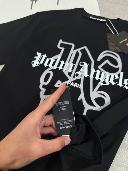 Футболка Palm Angels чорна/біла з принтом (стильна streetwear) Футболка Palm Angels чорна | Чоловіча/Жіноча |Футболка Пальм