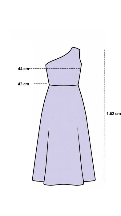 Vestido Longo de Festa One Shoulder em Cetim Lilás