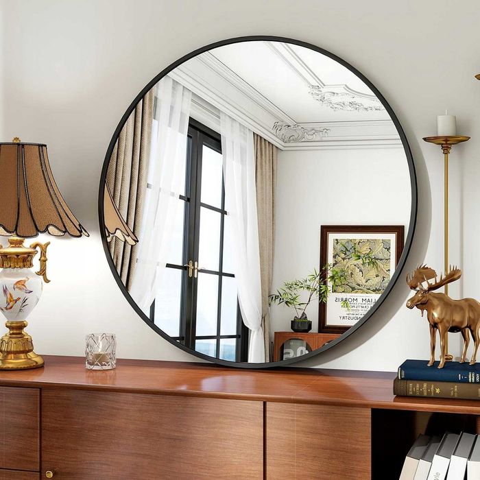 Lustro łazienkowe okrągłe ścienne sypialnia salon loft czarne XXL 80cm