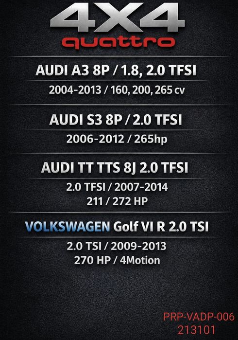 Downpipe audi Audi S3 /  TT / TTS / golf mk6  R Tsi Tfsi quattro