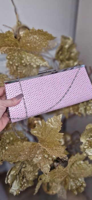 Torebka różowa srebne wykończenia