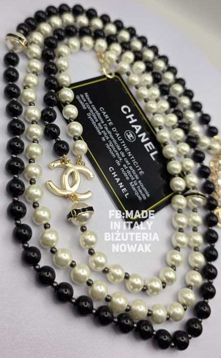 Naszyjnik korale sztuczne perły chanel