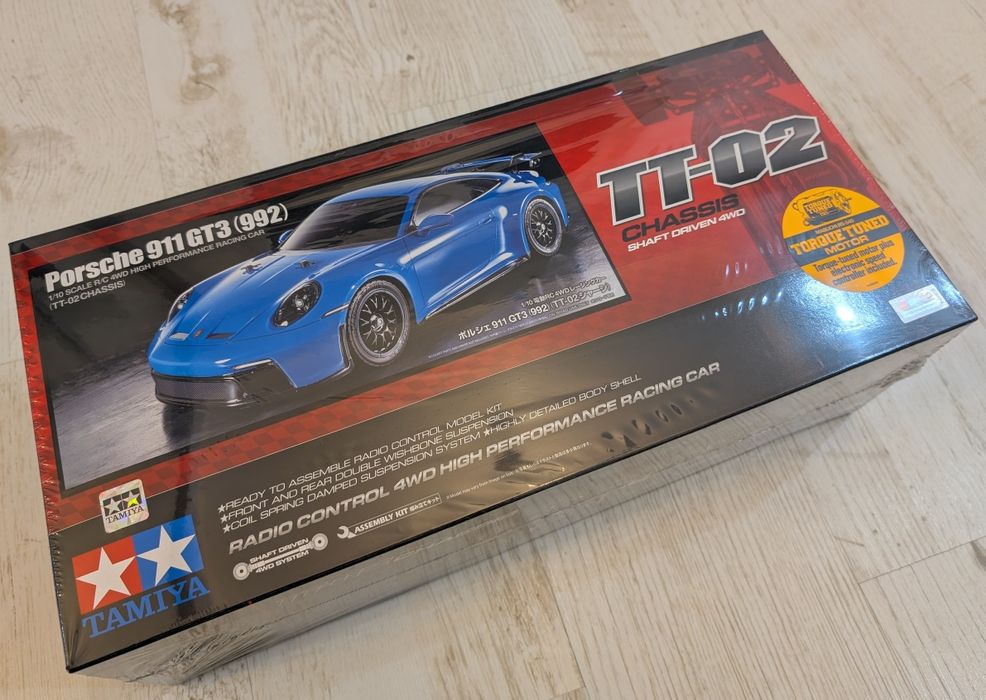 Tamiya TT-02 Porsche 911 GT3, 4x4, ESC, RC, oryginalny, zapakowany
