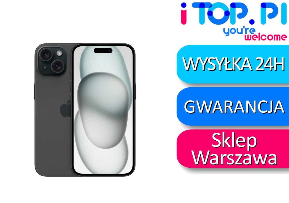 iPhone 15 256gb E-Sim Czarny Sklep iTop Warszawa Muranów Gwar 12 msc