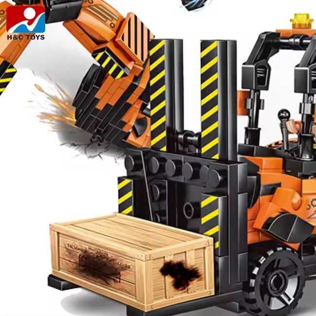 Nowe klocki konstrukcyjne 2w1 Wózek widłowy, Robot, transformers