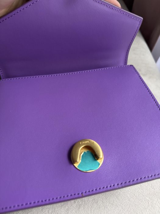 Torebka Pinko Mini Love Top Handle fioletowa z łańcuchem