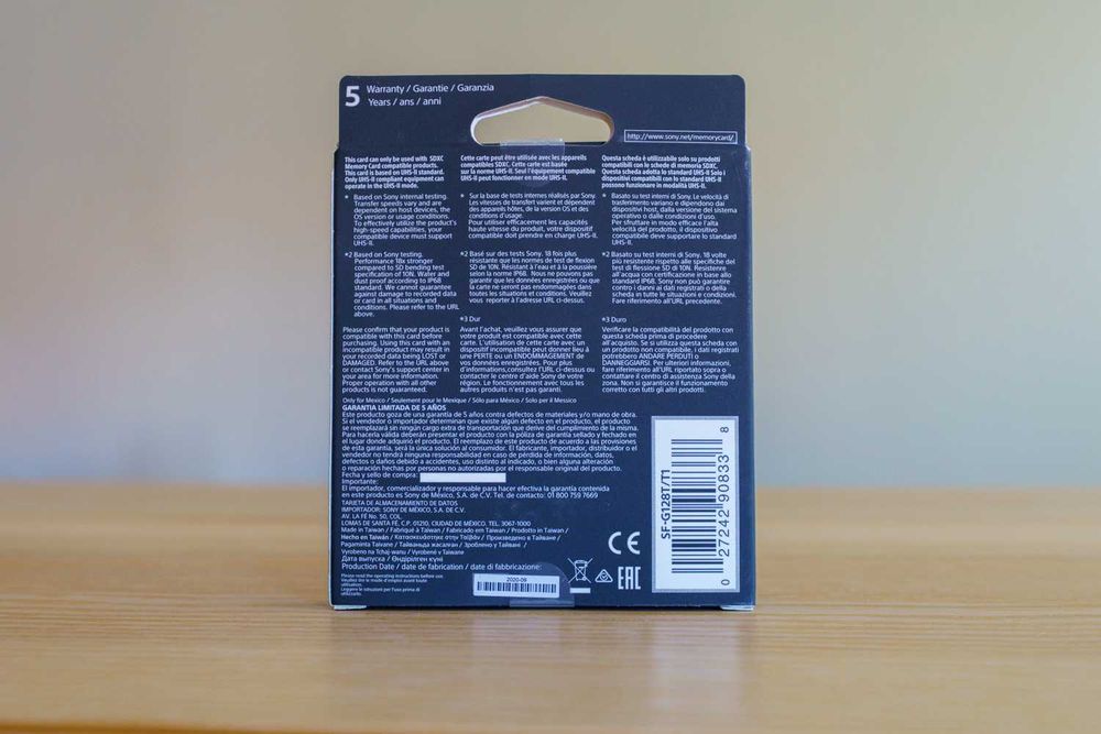 Cartão de memória profissional – SONY G TOUGH SDXC UHS-II 128GB (em ótimo estado)