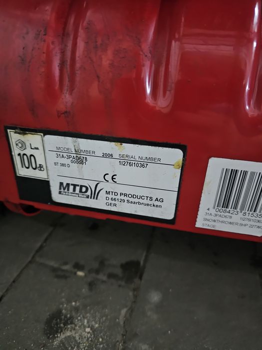 Odśniezarka Mtd st380d 50/56 napęd 2006r 5 km  Canada