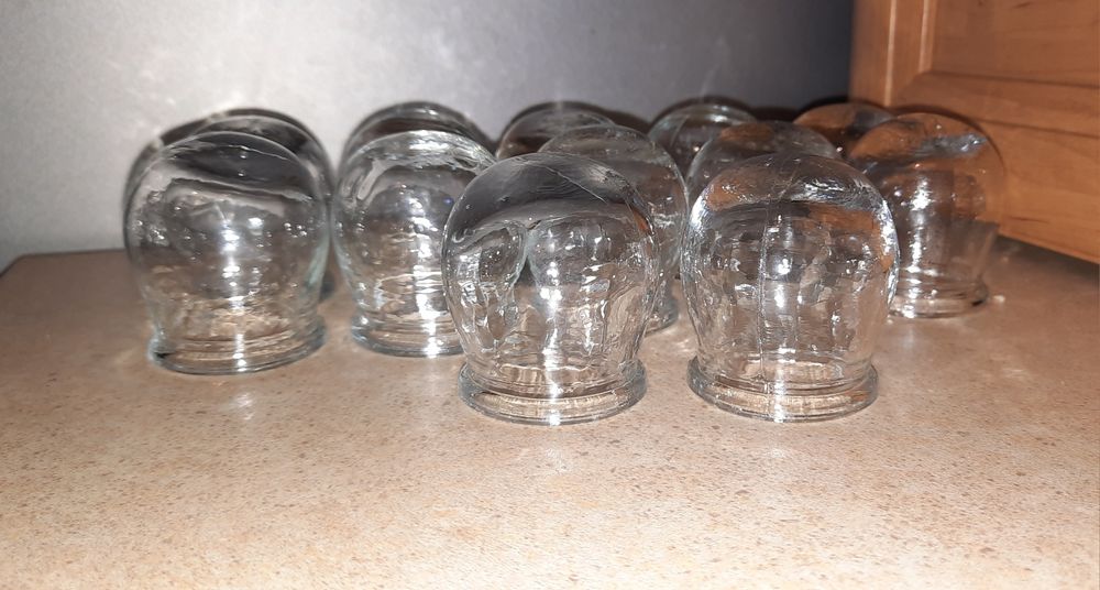 Duża ilość bańki szklane ogniowe medyczne PRL