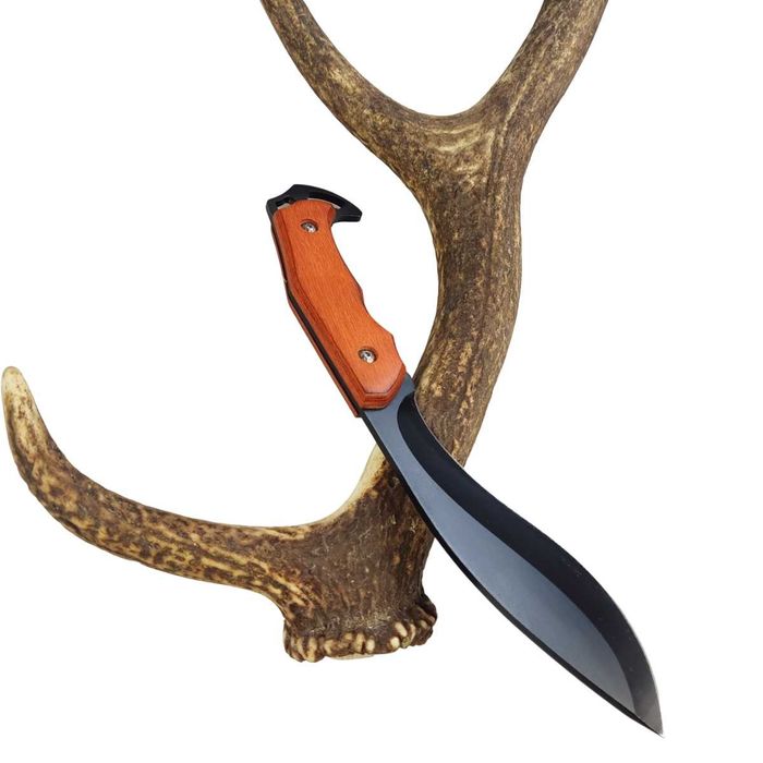 Nóż myśliwski FINKA KUKRI maczeta etui skóra full-tang drewno ND94