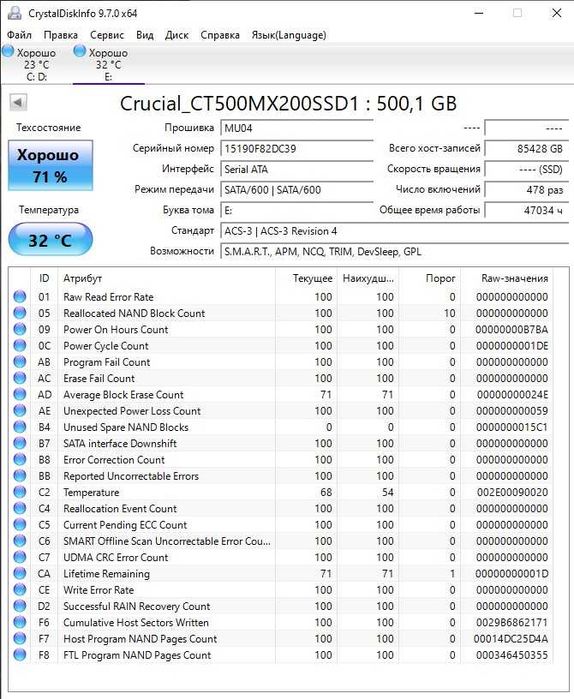 SSD Диск Crucial MX200 500GB 2.5"