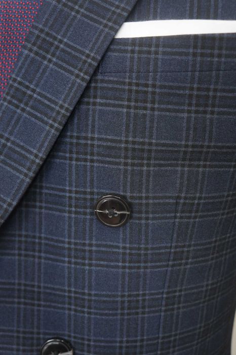 Jack&Jones Dwurzędowy Garnitur krata Rozmiar 46 Granatowy Elegancki Premium