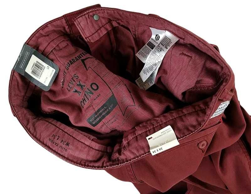 Męskie spodnie Levi's -XX Chino Slim Taper Stretch bordo Levis W34/L34