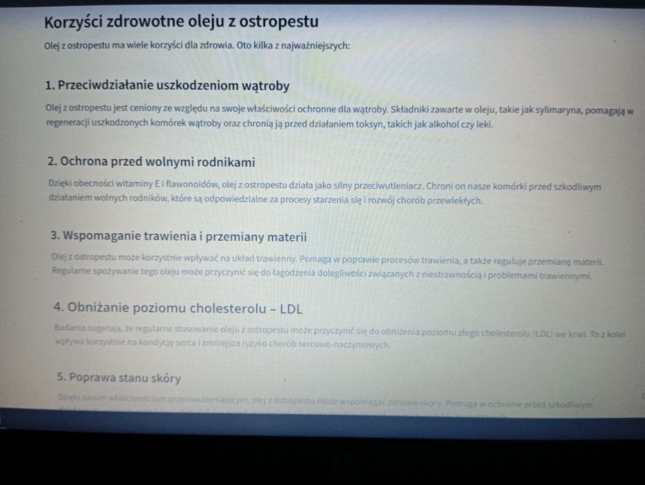 Olej rzepakowy i z ostropestu