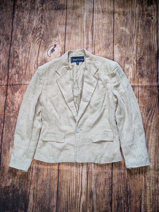 Beżowa marynarka lniana polo Ralph Lauren vintage blazer linen