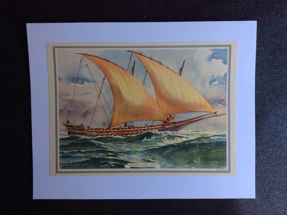 Galé - Séc. XVI. Por Almirante João Braz de Oliveira. Estampa original de 1952